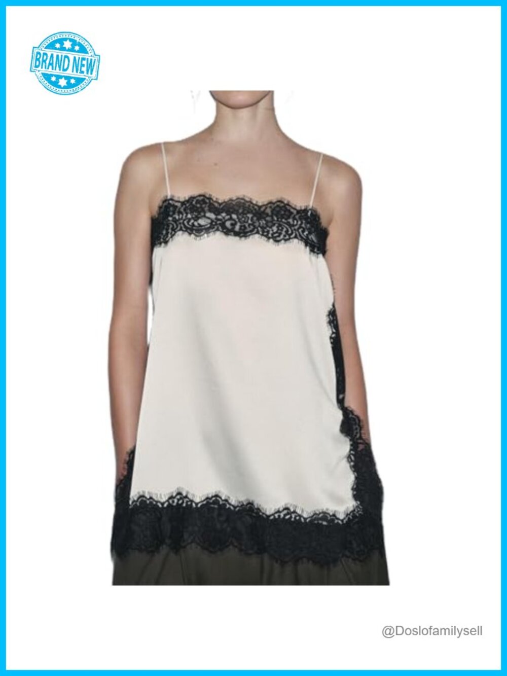 Satin Lace Camisole Top Square Neck Spaghetti Strap Backless